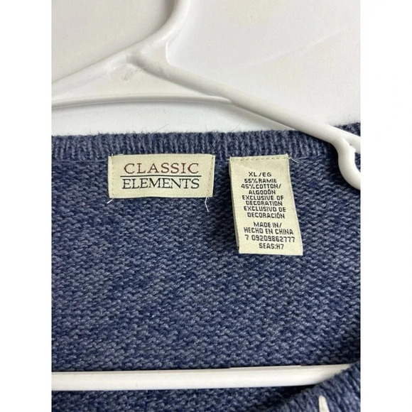 Classic Elements Blue Novelty Beaded Cardigan Sweater Winter Christmas Size XL - Picture 4 of 6